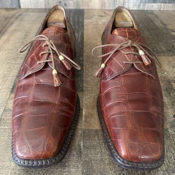 David Eden Square Toe Alligator Oxford Dress Shoes Mens 12 main image 4